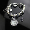 Weave Leather Strap Wrist Watch Heart Pendant